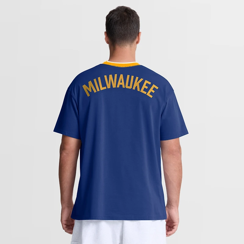 Men's Nike Royal Milwaukee Brewers Cooperstown Collection Ringer T-Shirt