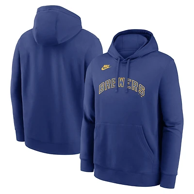Men's Nike Royal Milwaukee Brewers Cooperstown Collection Wordmark Club Hoodie