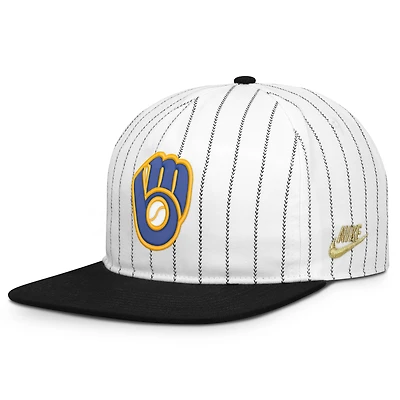 Casquette ajustable Nike Pro Milwaukee Brewers Cooperstown Collection blanche et noire pour homme