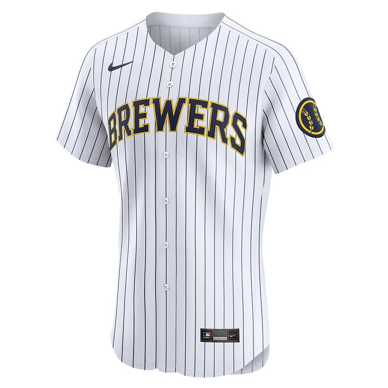 Maillot Nike Alternate Vapor Premier Elite Patch pour homme des Milwaukee Brewers blanc