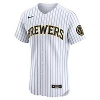 Maillot Nike Alternate Vapor Premier Elite Patch pour homme des Milwaukee Brewers blanc