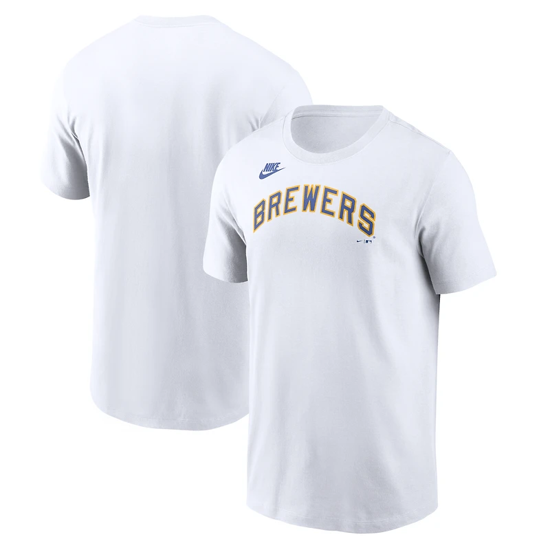 Men's Nike White Milwaukee Brewers Cooperstown Collection Wordmark T-Shirt