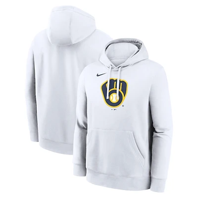 Men's Nike White Milwaukee Brewers Logo Club Hoodie