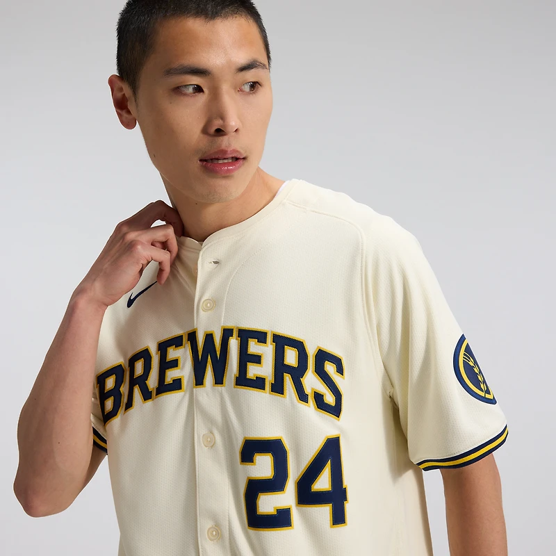 Men's Nike William Contreras Cream Milwaukee Brewers Home Limited Player Jersey