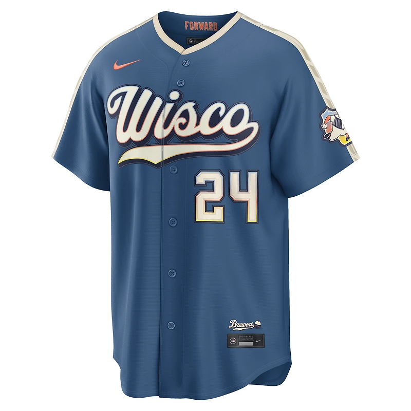 Men's Nike William Contreras Mineral Blue Milwaukee Brewers 2026 City Connect Stadium Jersey
