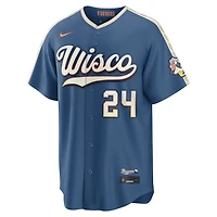 Men's Nike William Contreras Mineral Blue Milwaukee Brewers 2026 City Connect Stadium Jersey