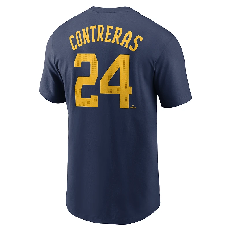 T-shirt Nike William Contreras bleu marine pour homme avec nom et numéro Fuse des Milwaukee Brewers