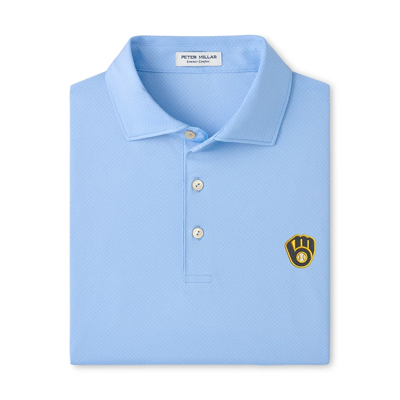Polo de performance Hugo des Milwaukee Brewers, bleu clair, Peter Millar, pour homme