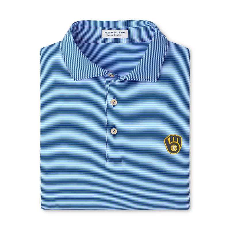 Polo à rayures jubilé Peter Millar Royal Milwaukee Brewers pour homme