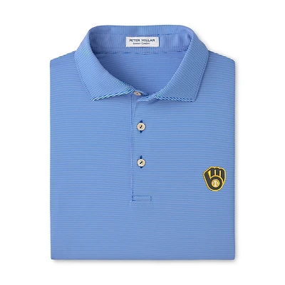 Polo à rayures jubilé Peter Millar Royal Milwaukee Brewers pour homme