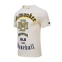 T-shirt pour homme Pro Standard Cream Milwaukee Brewers Cooperstown Collection Old English