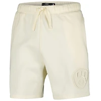Men's Pro Standard Cream Milwaukee Brewers Neutral Fleece Shorts