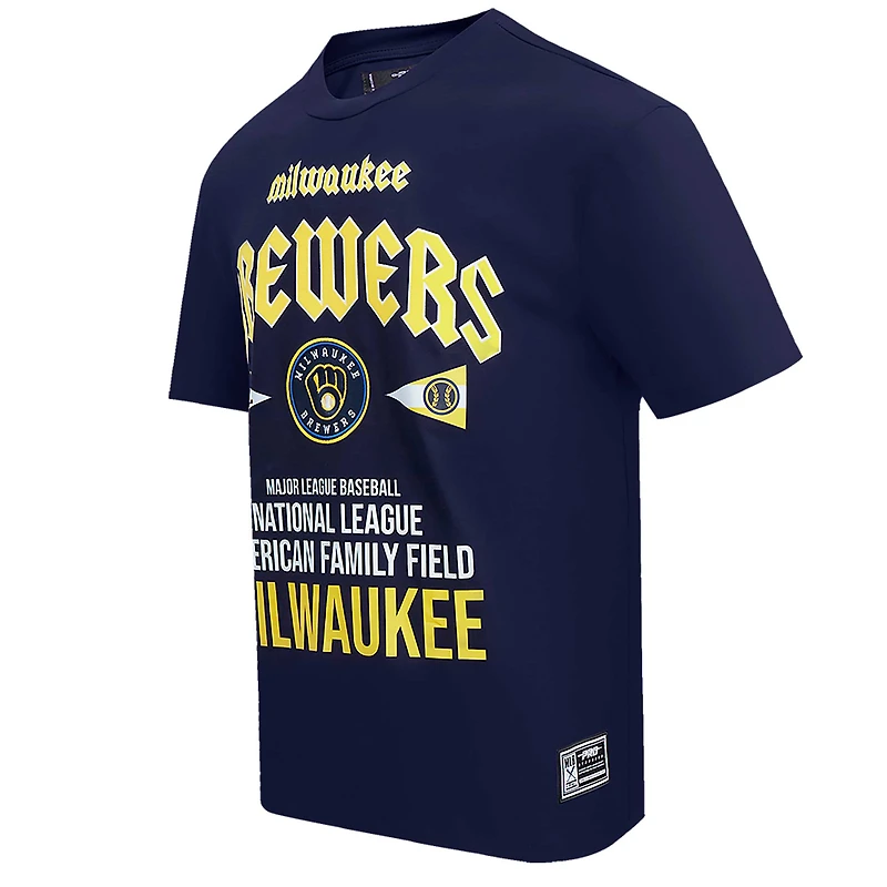 T-shirt surdimensionné City Tour Pro Standard pour hommes, bleu marine, Milwaukee Brewers