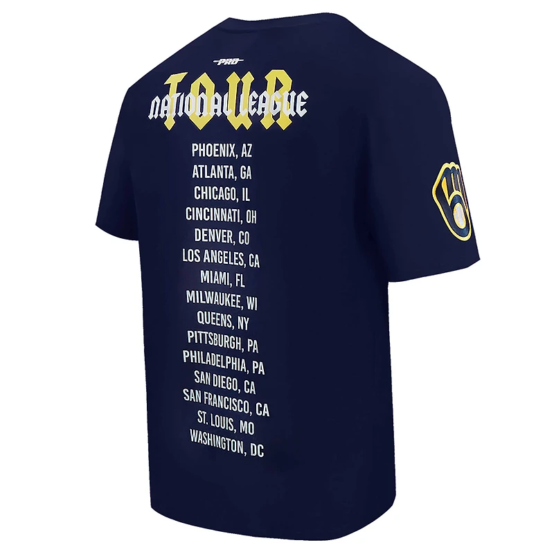T-shirt surdimensionné City Tour Pro Standard pour hommes, bleu marine, Milwaukee Brewers