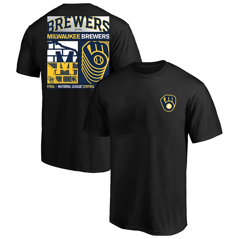Profil homme - T-shirt graphique double face Milwaukee Brewers noir grandes tailles
