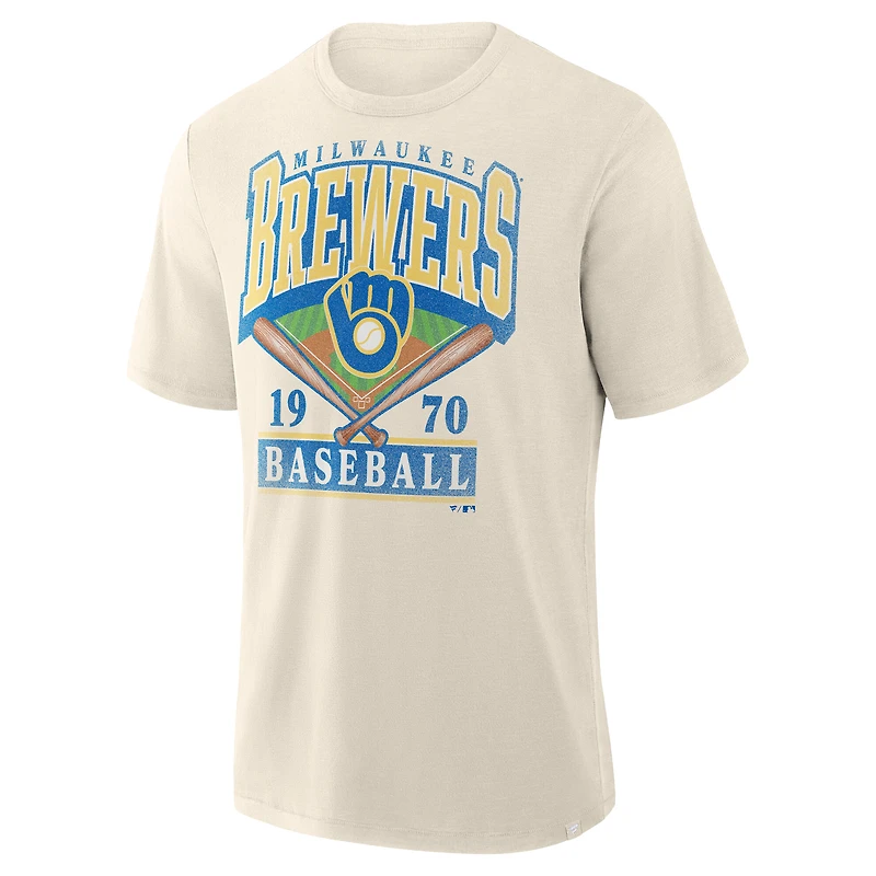 Men's Profile  Cream Milwaukee Brewers Big & Tall Screen Print T-Shirt