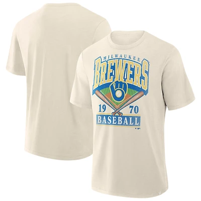 Men's Profile  Cream Milwaukee Brewers Big & Tall Screen Print T-Shirt