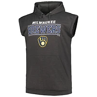 Sweat à capuche sans manches pour hommes Profile Heather Charcoal Milwaukee Brewers Big & Tall Muscle