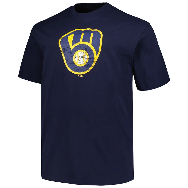 T-shirt à logo principal pour hommes Profile Navy Milwaukee Brewers Big & Tall