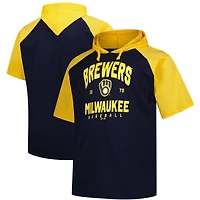 Sweat à capuche manches courtes pour homme, bleu marine, grand format, Milwaukee Brewers