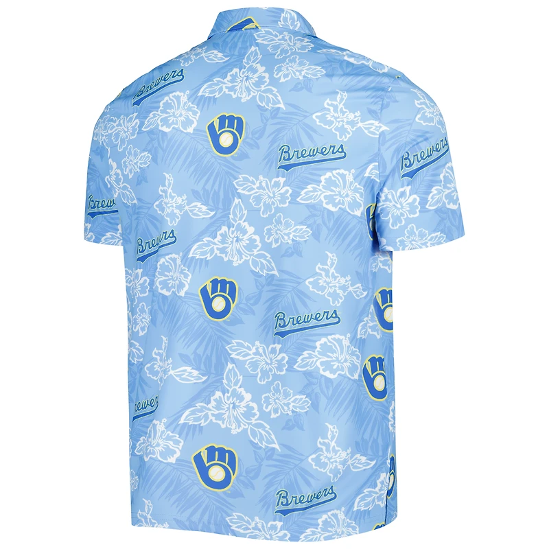 Men's Reyn Spooner Light Blue Milwaukee Brewers Big & Tall Cooperstown Collection PUA Performance Polo
