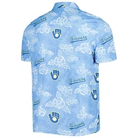 Men's Reyn Spooner Light Blue Milwaukee Brewers Big & Tall Cooperstown Collection PUA Performance Polo