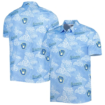 Polo de performance PUA Reyn Spooner bleu clair pour homme, collection Milwaukee Brewers, grandes tailles, Cooperstown