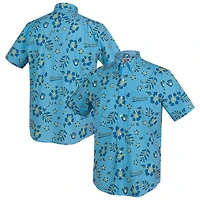 Men's Reyn Spooner  Light Blue Milwaukee Brewers Cooperstown Kekai Performance Button-Down Tri-Blend Top