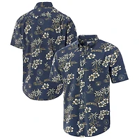 Chemise boutonnée Reyn Spooner Navy Milwaukee Brewers pour homme, grandes tailles Kekai Performance Tri-Blend