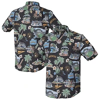 Chemise hawaïenne à boutons Reyn Spooner Navy Milwaukee Brewers pour homme, grandes tailles, performance scénique, mélange de trois matières, style Aloha.
