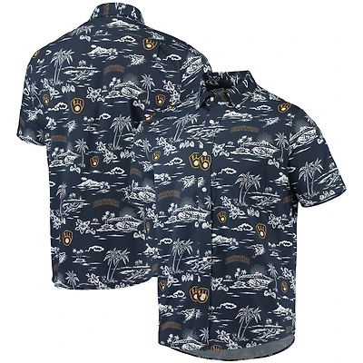 Men's Reyn Spooner Navy Milwaukee Brewers Kekai Performance Button-Down Shirt