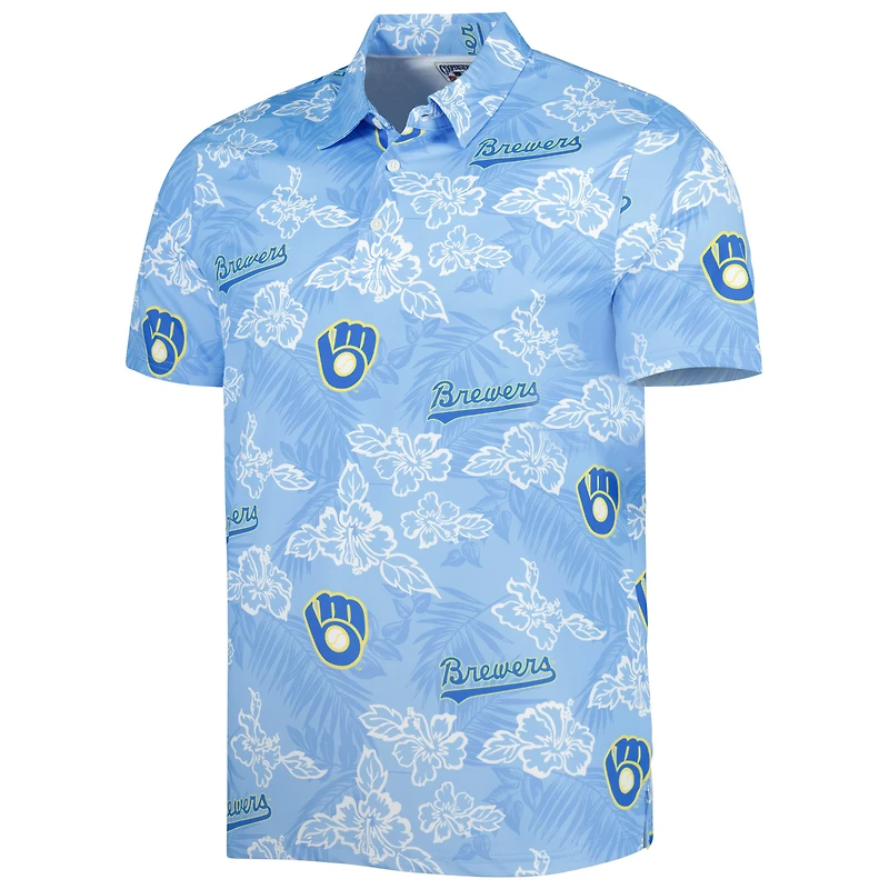 Men's Reyn Spooner Royal Milwaukee Brewers Cooperstown Collection Puamana Print Polo