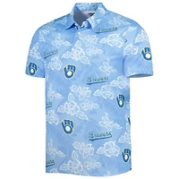 Men's Reyn Spooner Royal Milwaukee Brewers Cooperstown Collection Puamana Print Polo