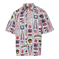 Chemise boutonnée Americana Milwaukee Brewers pour homme, blanche, Reyn Spooner