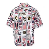 Chemise boutonnée Americana Milwaukee Brewers pour homme, blanche, Reyn Spooner