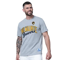 Lot de deux t-shirts Starter pour homme, bleu marine/gris chiné, Milwaukee Brewers