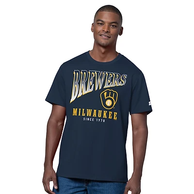 Men's Starter  Navy/Heather Gray Milwaukee Brewers Two-Pack T-Shirt Set