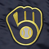Veste universitaire Starter Navy Milwaukee Brewers Midfield en satin à boutons-pression pour homme