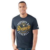 T-shirt bleu marine Starter pour homme des Milwaukee Brewers Prime Time Property Of