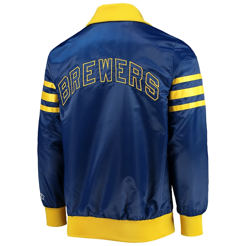 Veste universitaire à glissière complète pour hommes Starter Royal Milwaukee Brewers The Captain III