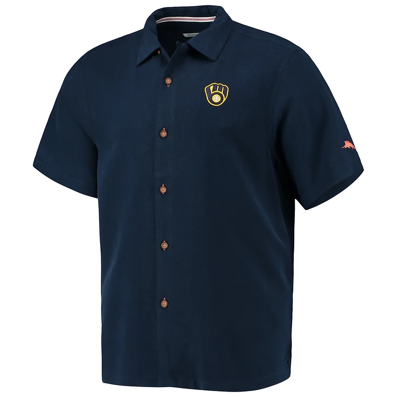 Chemise boutonnée Tommy Bahama Navy Milwaukee Brewers Baseball Bay pour homme