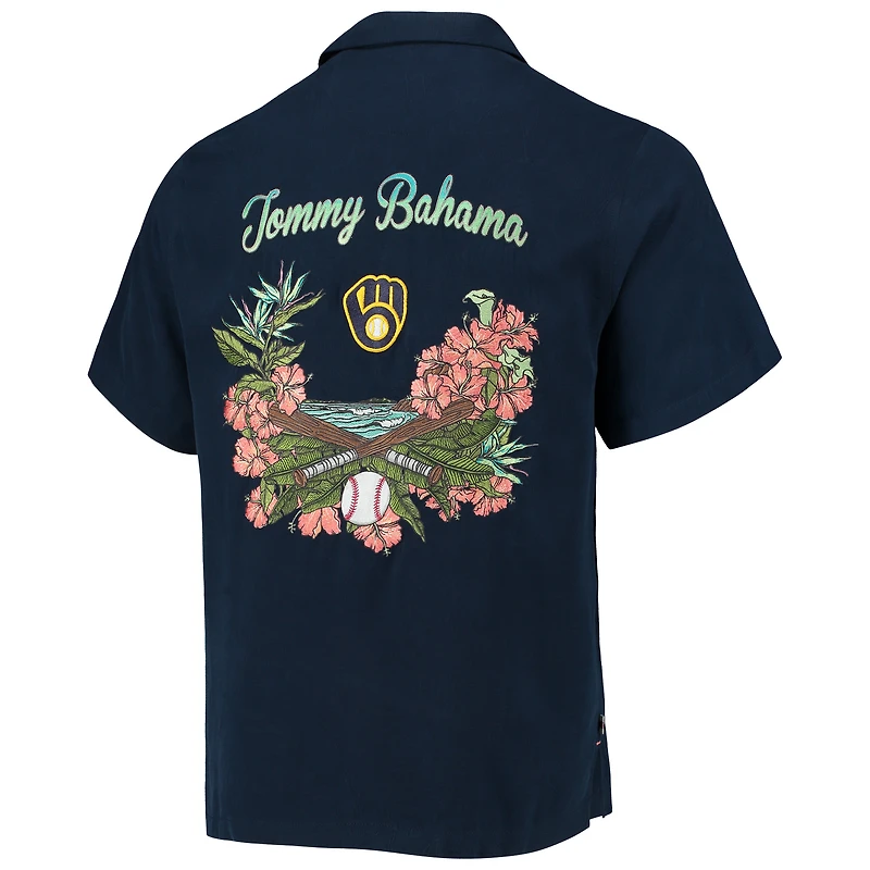 Chemise boutonnée Tommy Bahama Navy Milwaukee Brewers Baseball Bay pour homme
