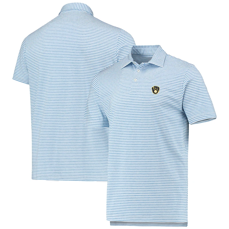 Men's Vineyard Vines Light Blue Milwaukee Brewers Heathered Winstead Sankaty Polo