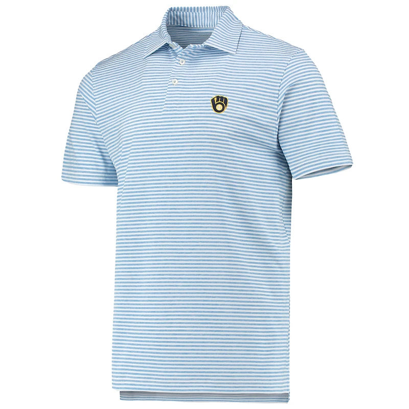 Men's Vineyard Vines Light Blue Milwaukee Brewers Heathered Winstead Sankaty Polo