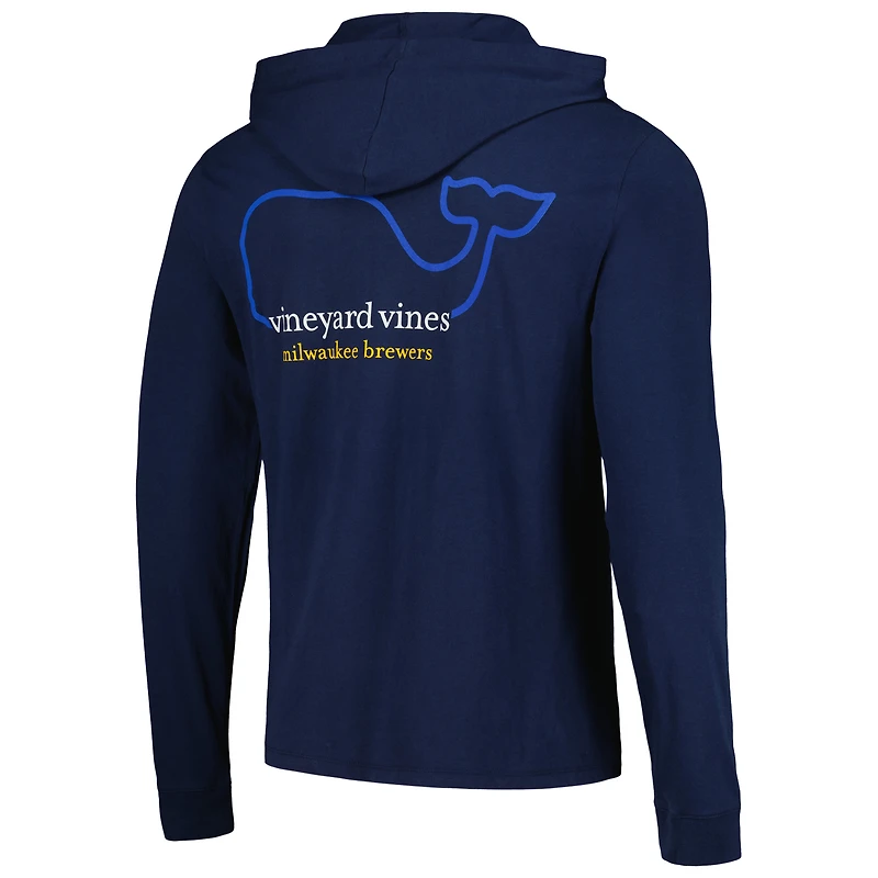 Men's Vineyard Vines Navy Milwaukee Brewers Long Sleeve Hoodie T-Shirt