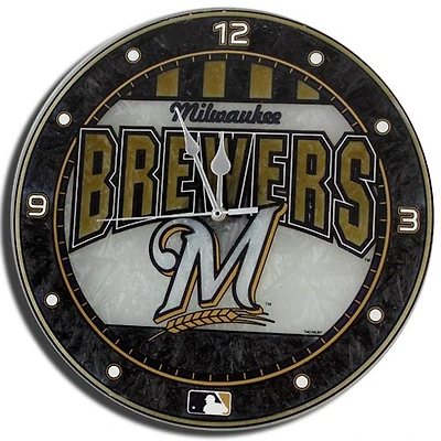 Horloge murale en verre artistique Milwaukee Brewers de 30 cm