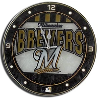Horloge murale en verre artistique Milwaukee Brewers de 30 cm