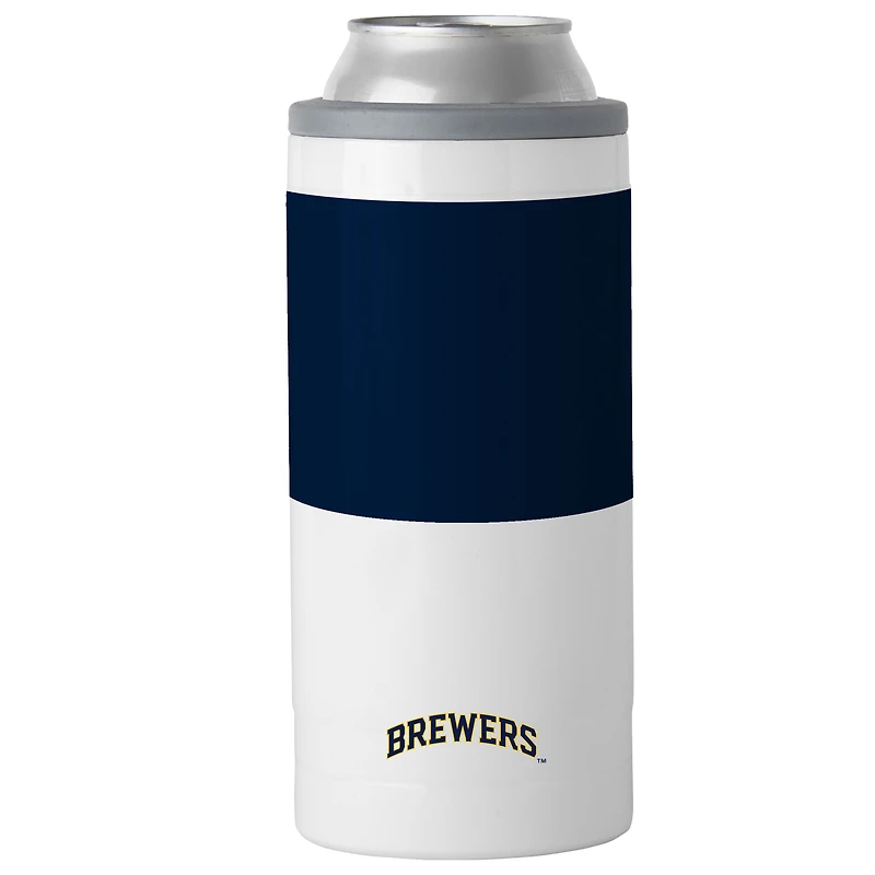 Refroidisseur de canettes minces à blocs de couleurs Milwaukee Brewers de 12 oz