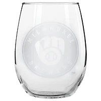 Milwaukee Brewers 15oz. Etched Stemless Glass Tumbler