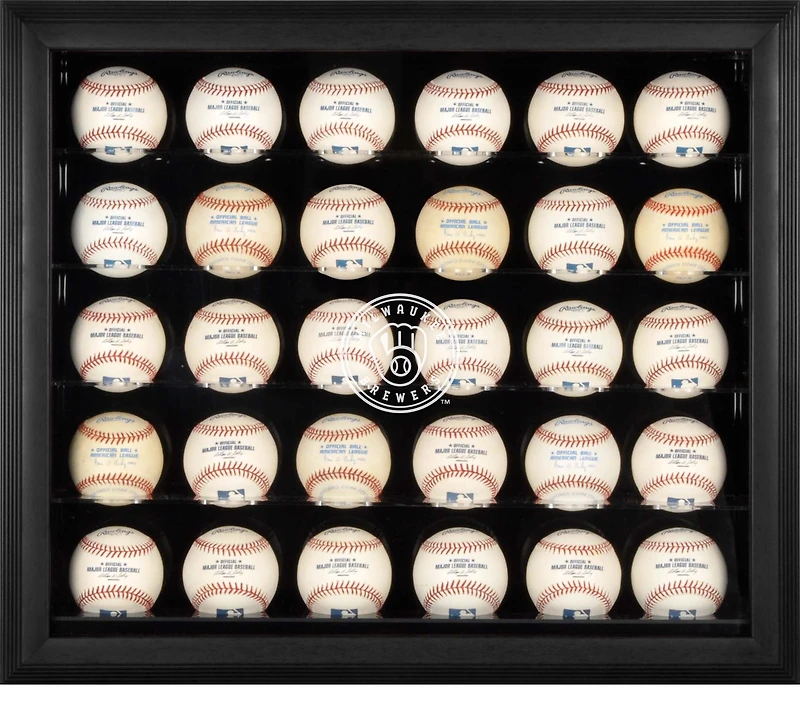 Milwaukee Brewers Black Framed 30-Ball 2020-Present Logo Display Case